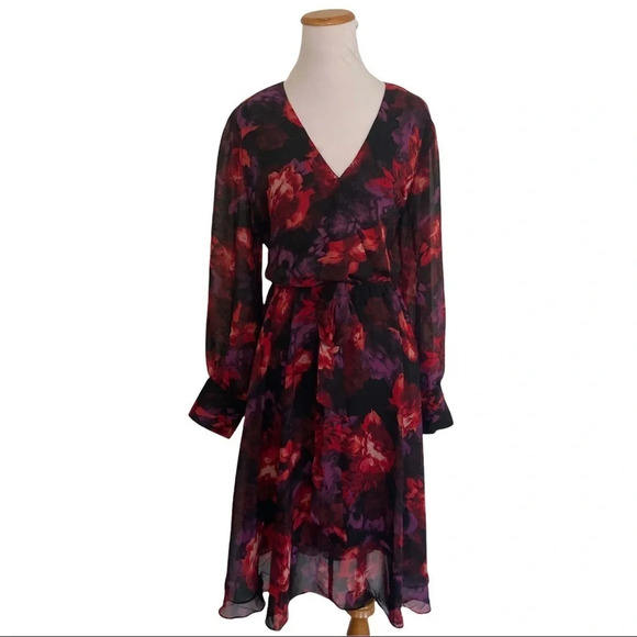 J by Jason Wu‎ Floral Chiffon Dress Belted Medium NWOT - Picture 2 of 2